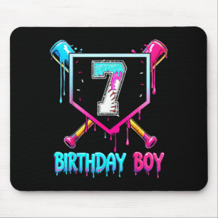 Baseball 7 Year Old Bday Boy Ice Cream Drip 7th Bi Mouse Mat