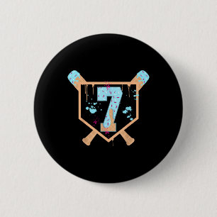 Baseball 7 Year Old Ice Cream Drip 7th Birthday Bo 6 Cm Round Badge