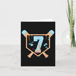 Baseball 7 Year Old Ice Cream Drip 7th Birthday Bo Card