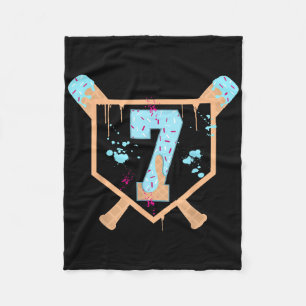 Baseball 7 Year Old Ice Cream Drip 7th Birthday Bo Fleece Blanket