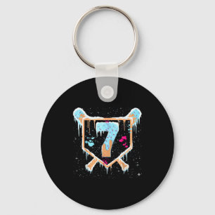 Baseball 7 Year Old Ice Cream Drip 7th Birthday Bo Key Ring
