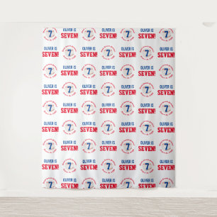 Baseball 7th Birthday Boys   Step Repeat Backdrop Tapestry