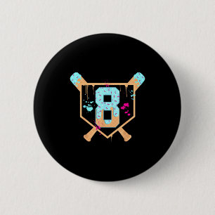 Baseball 8 Year Old Ice Cream Drip 8th Birthday Bo 6 Cm Round Badge