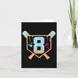 Baseball 8 Year Old Ice Cream Drip 8th Birthday Bo Card