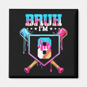 Baseball 8 Year Old Ice Cream Drip 8th Birthday Bo Magnet