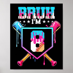 Baseball 8 Year Old Ice Cream Drip 8th Birthday Bo Poster