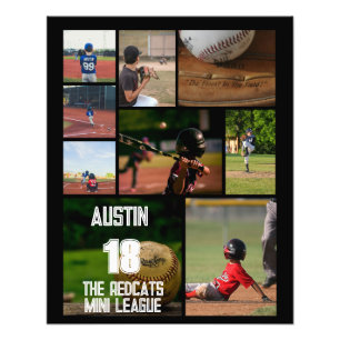 Baseball 9 Photo Collage Personalised Poster