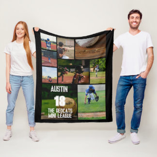 Baseball 9 Photo Collage Personalised Poster Fleece Blanket