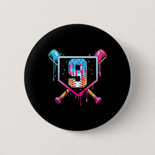 Baseball 9 Year Old Ice Cream Drip 9th Birthday Bo 6 Cm Round Badge