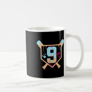 Baseball 9 Year Old Ice Cream Drip 9th Birthday Bo Coffee Mug