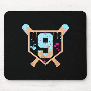 Baseball 9 Year Old Ice Cream Drip 9th Birthday Bo Mouse Mat