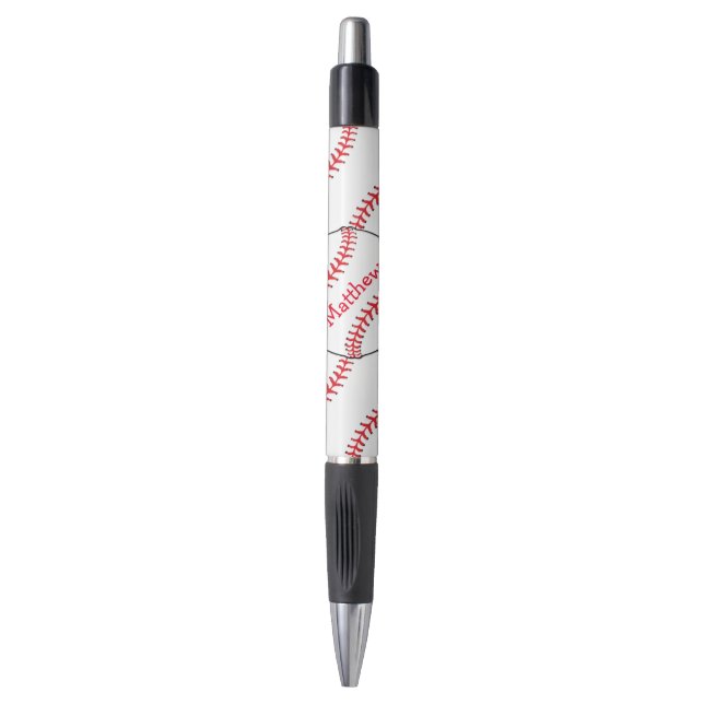 Baseball Abstract Rubber Grip Pen (Front Vertical)