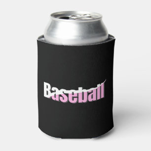 Baseball Abstract Swish - Girly Word Art Can Cooler