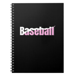 Baseball Abstract Swish - Girly Word Art Notebook