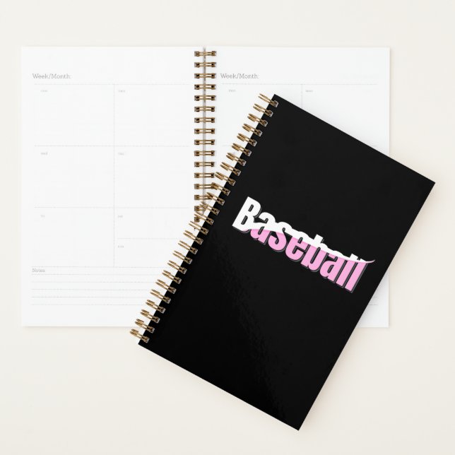 Baseball Abstract Swish - Girly Word Art Planner (Display)