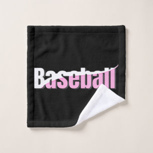 Baseball Abstract Swish - Girly Word Art Wash Cloth