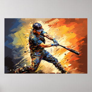 Baseball Action Sport Painting Abstract Art Decor
