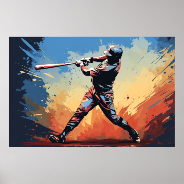 Baseball Action Sport Painting Abstract Art Decor (Front)