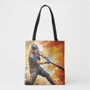 Baseball Action Sport Painting Abstract Art Decor Tote Bag