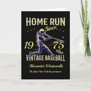 Baseball Add Your Name Year Message Black Birthday Card