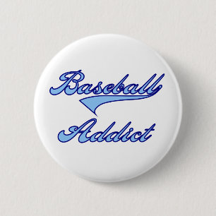 Baseball Addict Blue 6 Cm Round Badge