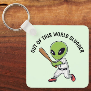 Baseball Alien Key Ring
