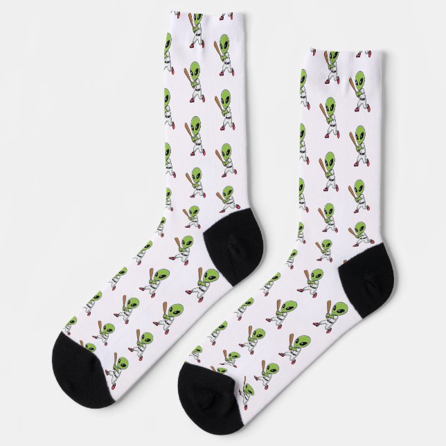 Baseball Alien Socks (Left)