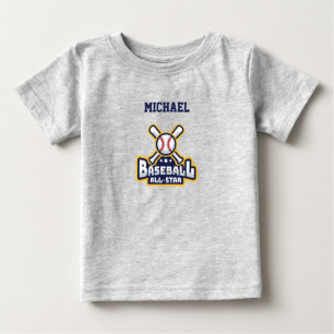 Baseball All-Star Ball & Bat Personalised Baby T-Shirt