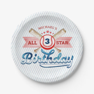 Baseball All-Star Birthday Party Paper Plates 