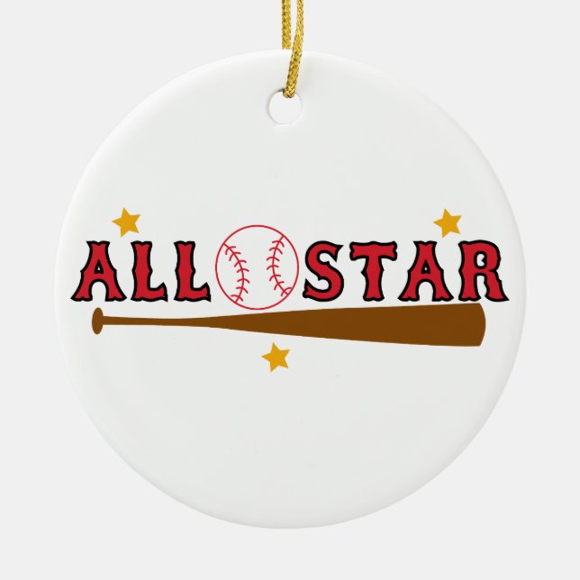 Baseball All Star Ceramic Tree Decoration (Front)