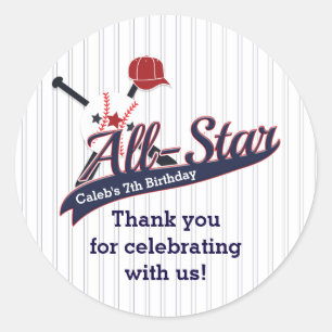 Baseball ALL-STAR Sports Custom Party Favour Classic Round Sticker