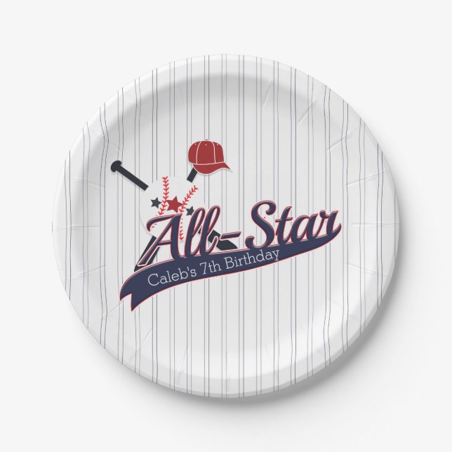 Baseball ALL-STAR Sports Custom Personalised Paper Plate (Front)