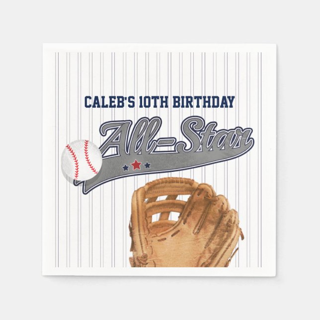 Baseball ALL-STAR Sports Custom Personalised Party Napkin (Front)
