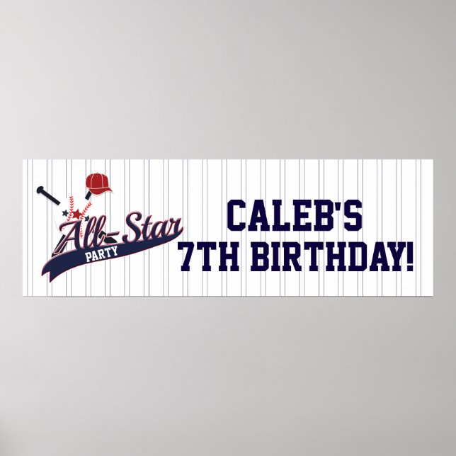 Baseball ALL-STAR Sports Custom Personalised Party Poster (Front)