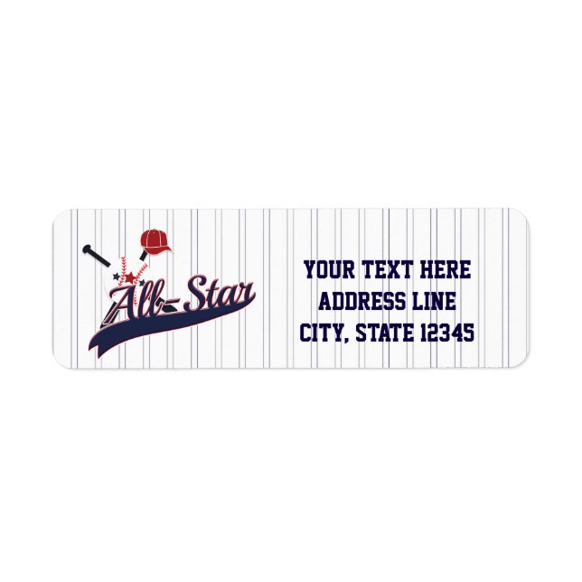 Baseball ALL-STAR Sports Invitation Labels (Front)