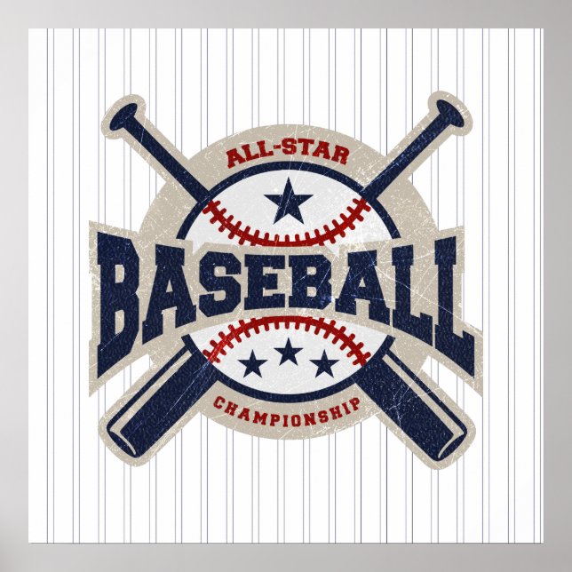Baseball All Star Team Sport Birthday Party Banner Poster (Front)