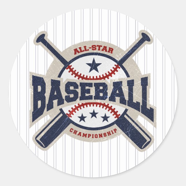 Baseball All Star Team Sport Birthday Party Classic Round Sticker (Front)