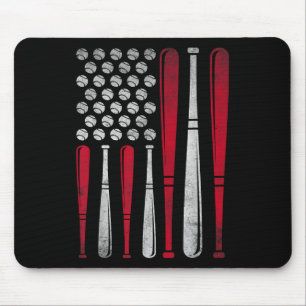 Baseball America Flag Usa 4th Of July Baseball Pat Mouse Mat