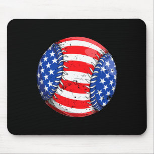 Baseball american flag 4th of july boys men retro mouse mat