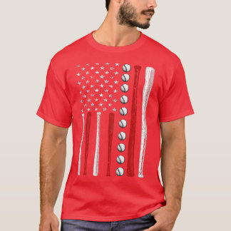 Baseball American Flag Birthday Gift T-Shirt