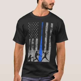 Baseball American Flag Blue Bat Baseball baseball T-Shirt
