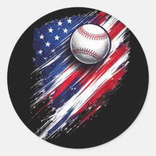Baseball american flag boys girls men women fans  classic round sticker