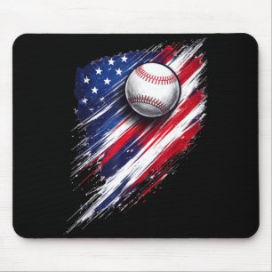Baseball american flag boys girls men women fans mouse mat