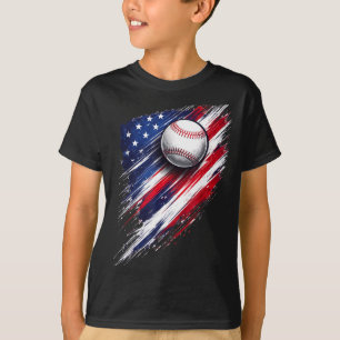 Baseball american flag boys girls men women fans  T-Shirt