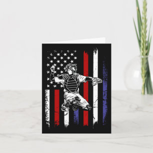 Baseball American Flag Patriotic Catcher 4th Of Ju Card