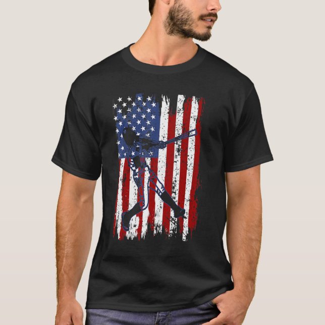 Baseball American Flag Patriotic Catcher 4th Of Ju T-Shirt (Front)