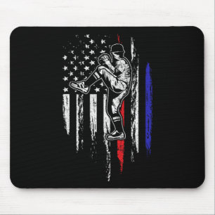 Baseball American Flag Pitcher Usa Pitching 4th Of Mouse Mat