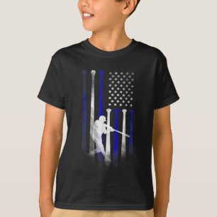 Baseball American Flag Player Flag Dad Mum Kid App T-Shirt