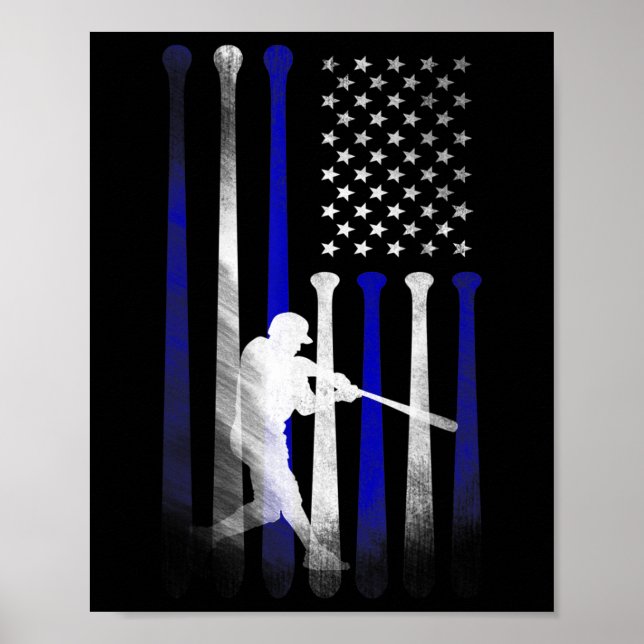 Baseball American Flag Player Flag, Dad, Mum, Kid  Poster (Front)