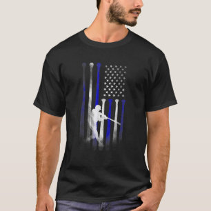Baseball American Flag Player Flag Dad Mum Kid T-Shirt
